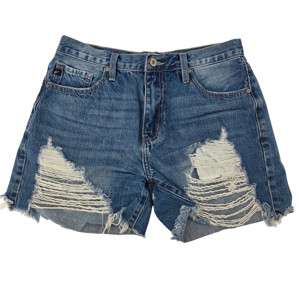 KanCan Denim Shorts 28 Blue Distressed High Rise Cutoff Summer Casual